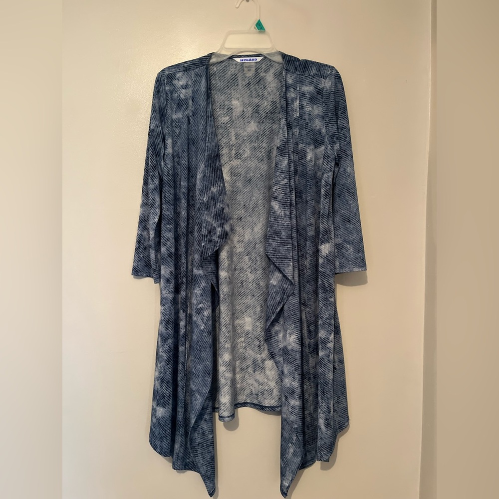 Peter Nygard SP Blue & White Waterfall Cardigan – EUC
